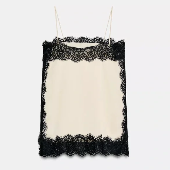 ZARA SATIN EFFECT LACE TOP ZW COLLECTION - Picture 7 of 14
